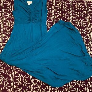 Anthropologie Blue Asymmetrical Sundress V-Neck Sleeveless
